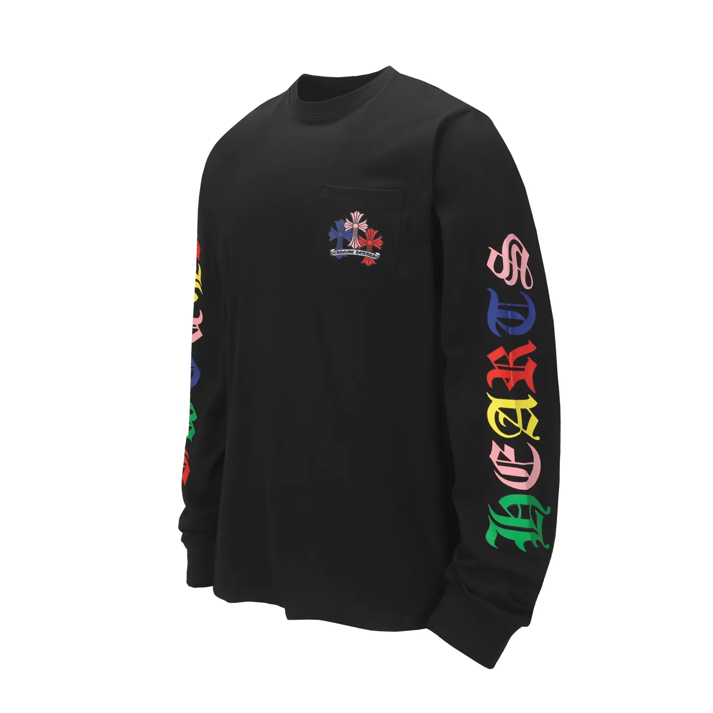 P160 -Chrome Hearts/Chrome Hearts Colorful Cross ✝️Sanskrit letters explosive long-sleeved T-shirt -High weight, high density and high quality. The wool is soft, delicate and skin-friendly. It feels soft and silky. It has excellent warmth and skin-friendly properties.